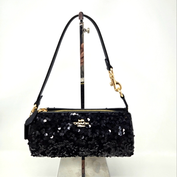 Coach CP248 Nolita Barrel Bag In Black Sequins - Picture 1 of 9